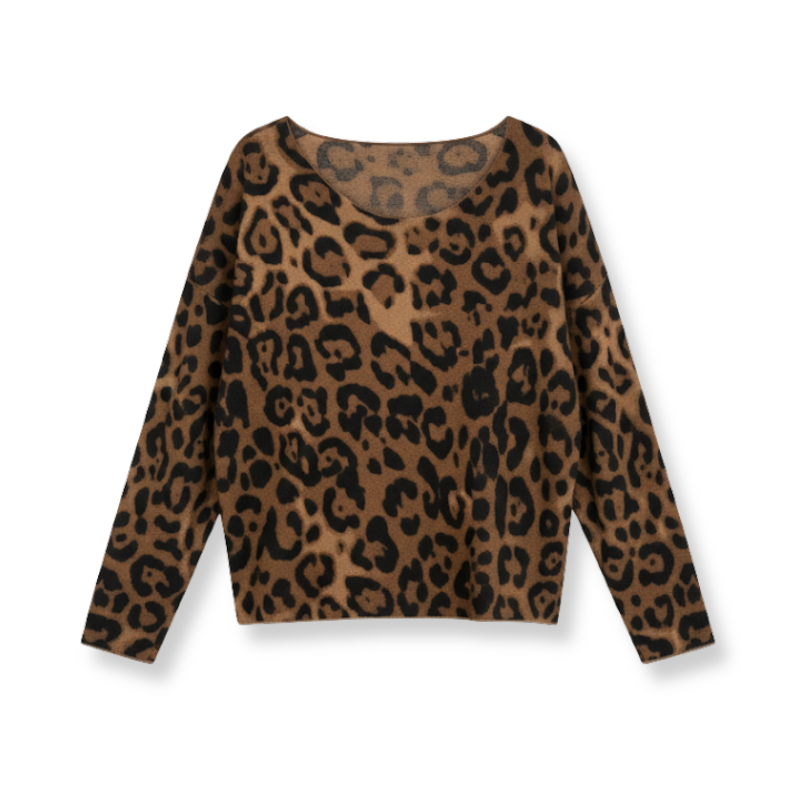 ELVERA – Bluzka w Panterkę z Miękkiej Siatki